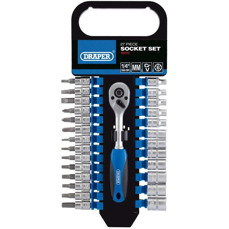 Draper 16370 BD27M/PR 1/4" Sq. Dr. Metric Socket Set (27 Piece)