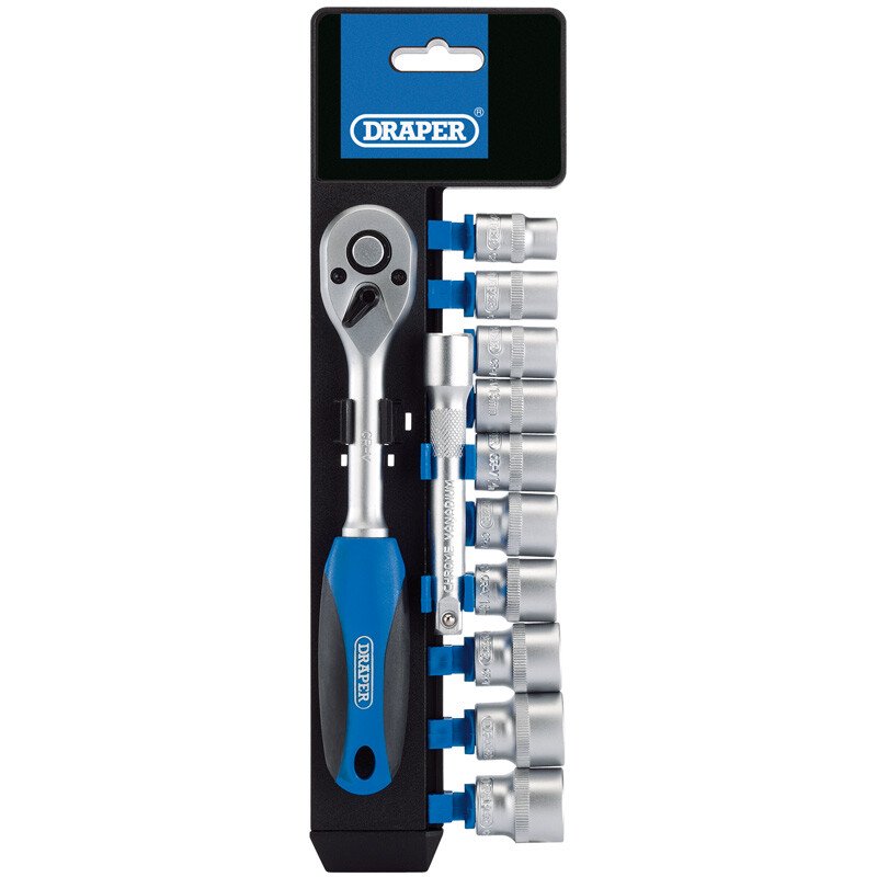 Draper 16371 DD12M/PR 3/8" Drive Metric Socket and Ratchet Set (12 Piece)