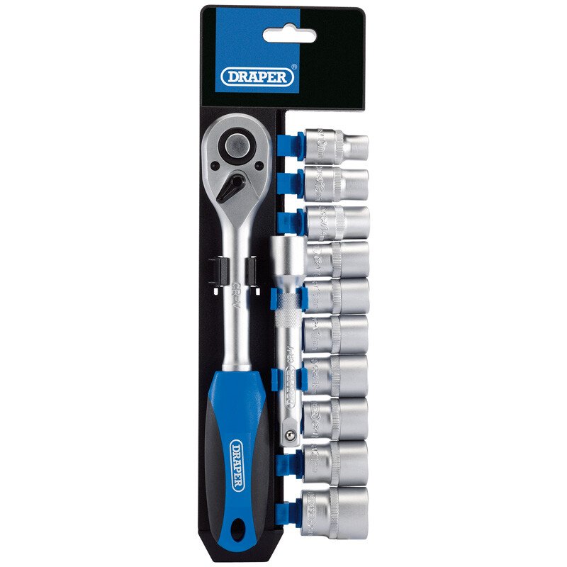 Draper 16374 HD12M/PR 1/2" Sq. Dr. Metric Socket and Ratchet Set (12 Piece)