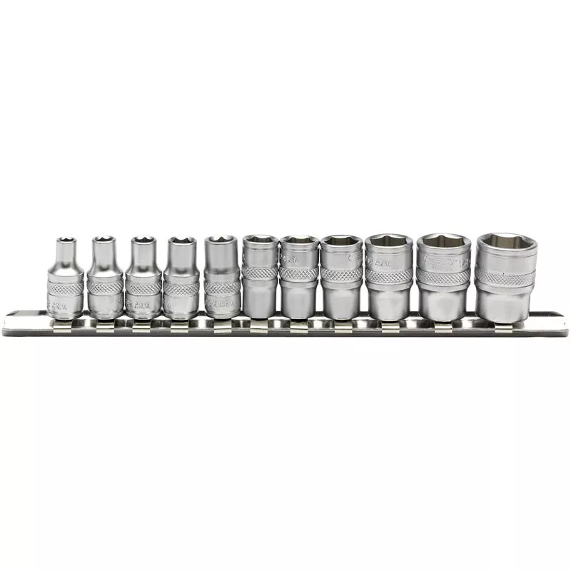 Draper 16488 B11A/SR 1/4" Drive Imperial AF Sockets on Metal Rail (11 Piece)