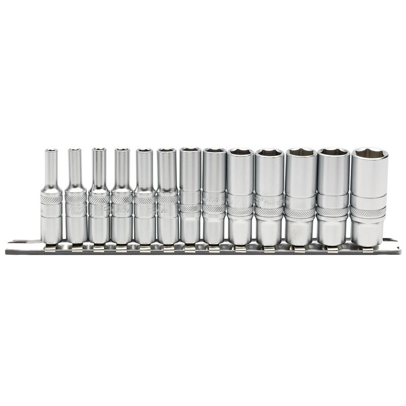 Draper 16490 B13MD/SR 1/4" Sq. Dr. Deep Metric Sockets on Metal Rail (13 Piece)