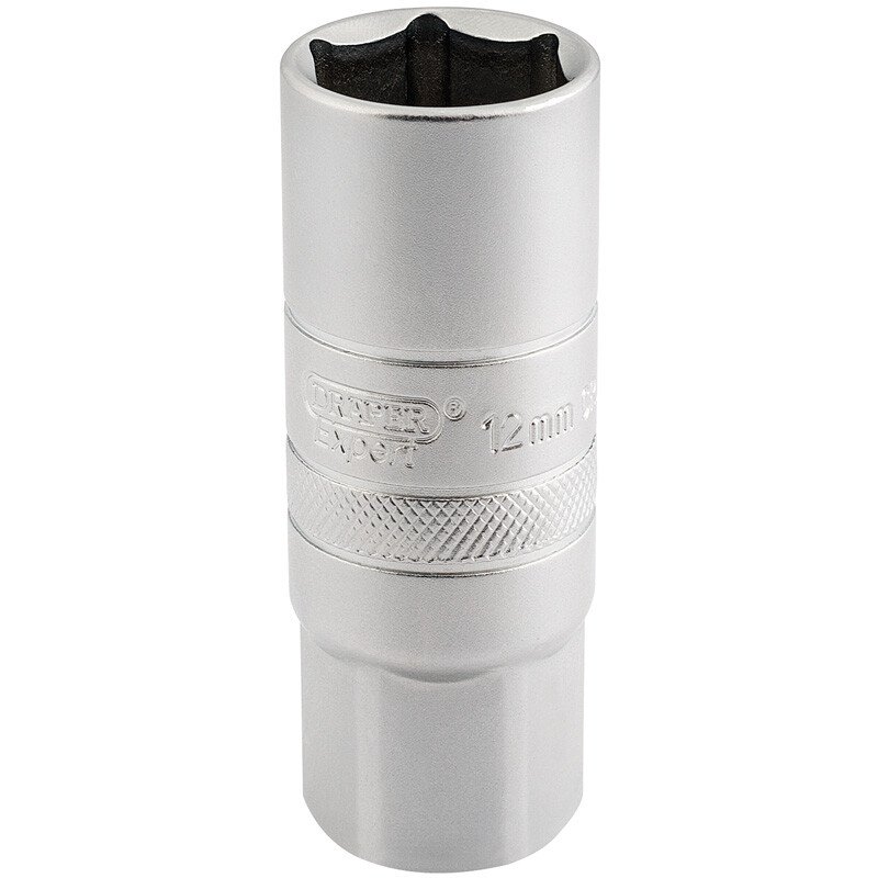Draper 16782 HT-PLUG/MS 1/2" Square Drive 12mm Thread 6 Point Satin Chrome Spark Plug Socket (18mm Socket)