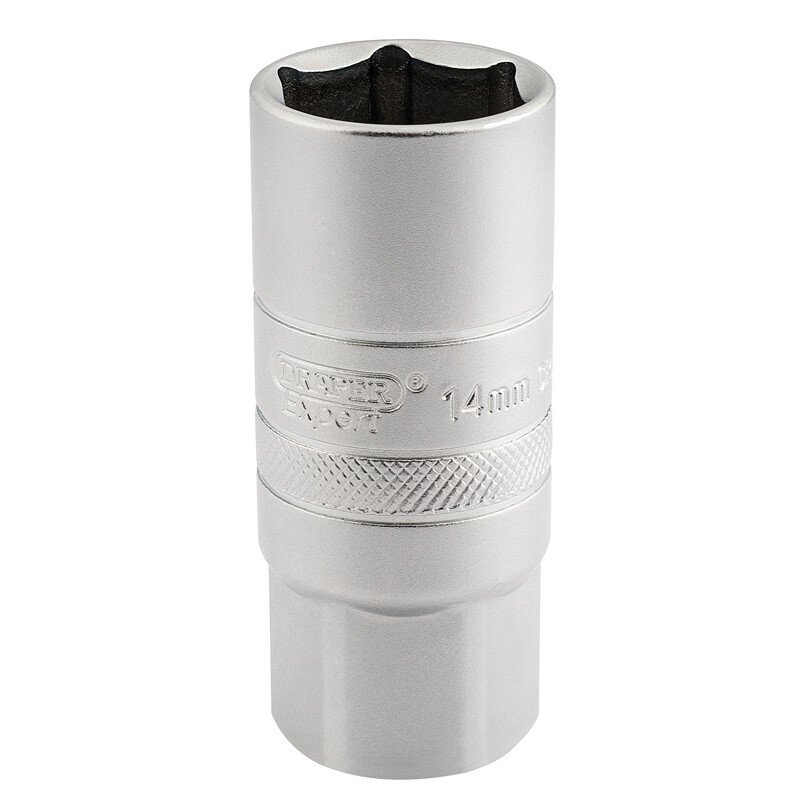 Draper 16783 HT-PLUG/MS 1/2" Square Drive 14mm Thread 6 Point Satin Chrome Spark Plug Socket (21mm Socket)