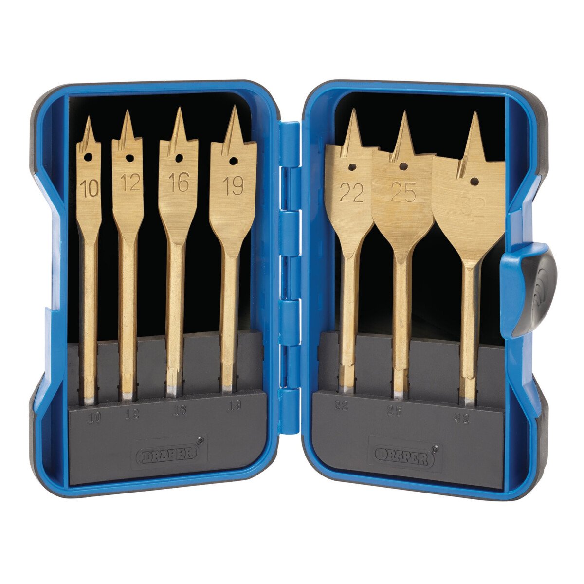 Draper 18560 EBS7WOOD 7 Piece Titanium Nitride Coated Flat Wood Bit Set