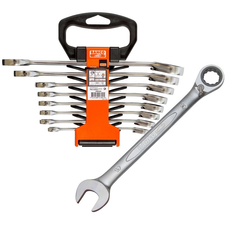 Bahco 1RM/SH8 Ratchet Combination Spanner Set 8-piece 8mm-19mm