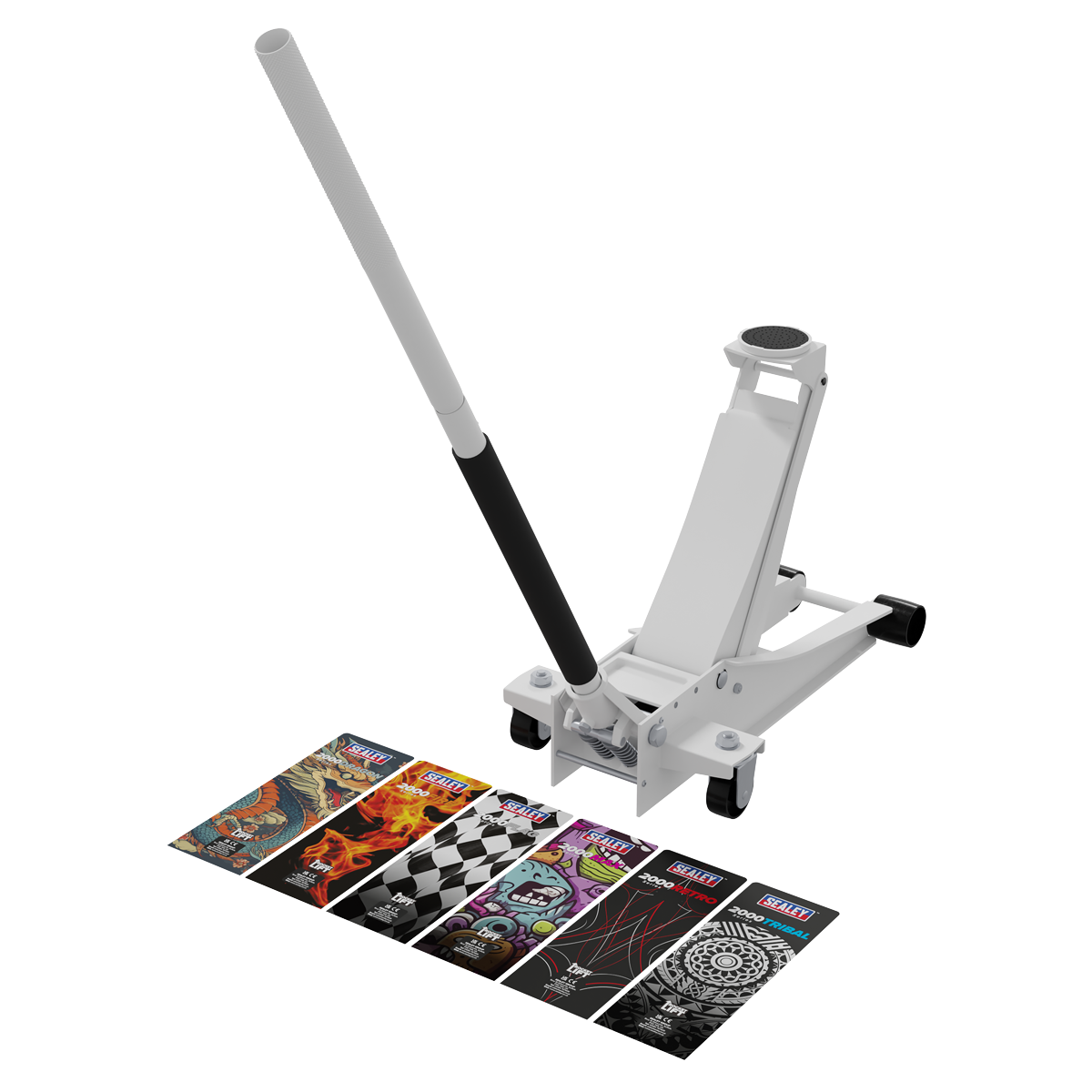 Sealey 2000CW Low Profile Custom Design Trolley Jack with Rocket Lift 2 Tonne - White
