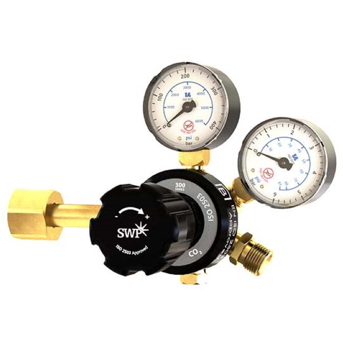 SWP 2047 Side Entry Two-Gauge Regulator Co2 4bar Female Fit