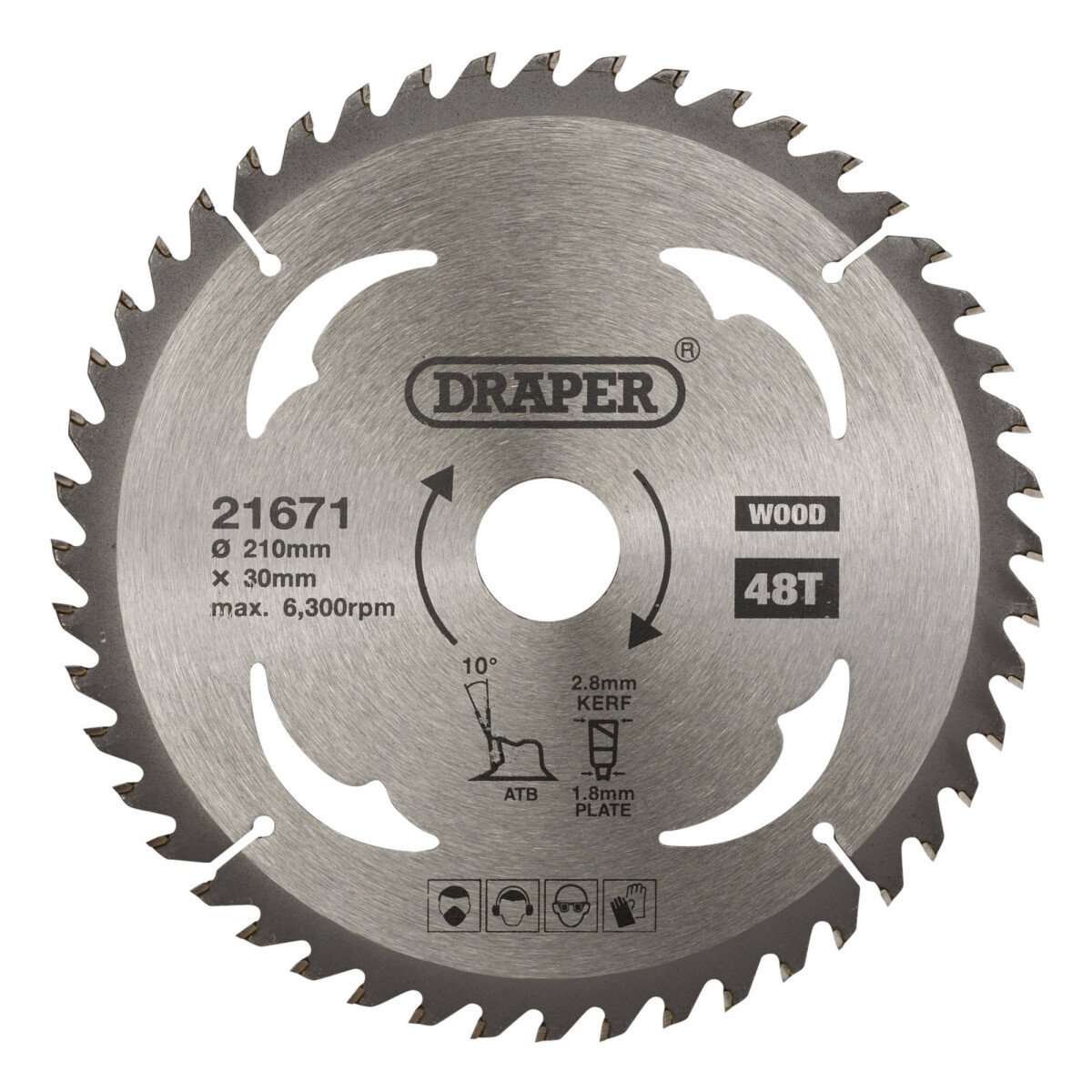 Draper 21671 SBW9 Tct Circular Saw Blade For Wood, 210 X 30mm, 48 T