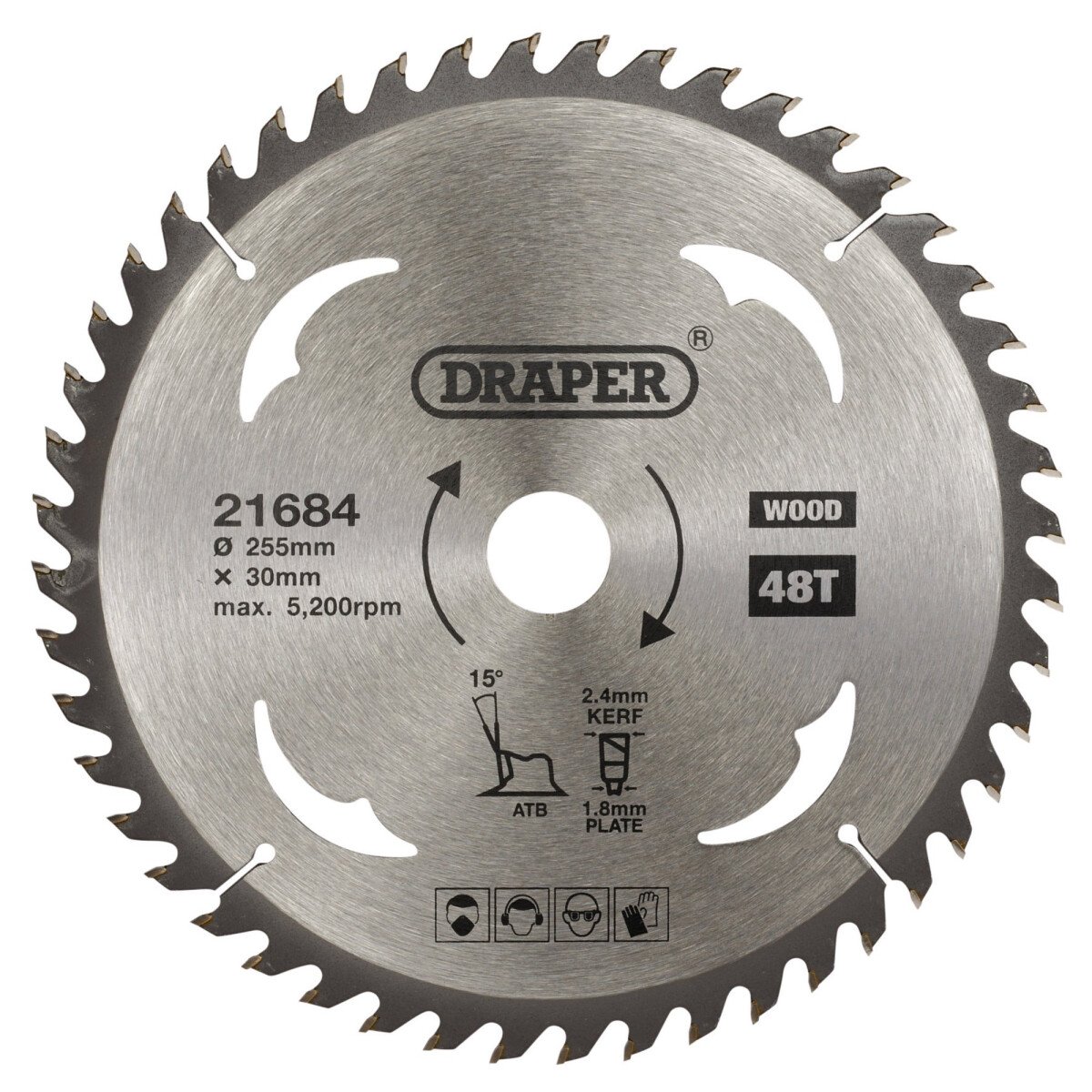 Draper 21684 SBW14 Tct Circular Saw Blade For Wood, 255 X 30mm, 48 T