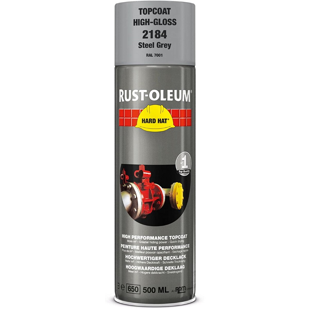 Rustoleum 2184 RAL Steel Grey RAL 7001 Hard Hat Topcoat 500ml Aerosol Spray Paint