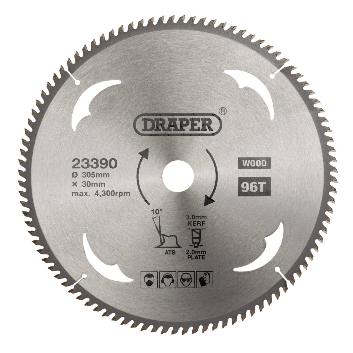 Draper 23390 SBW17 Tct Circular Saw Blade For Wood, 305 X 30mm, 96 T