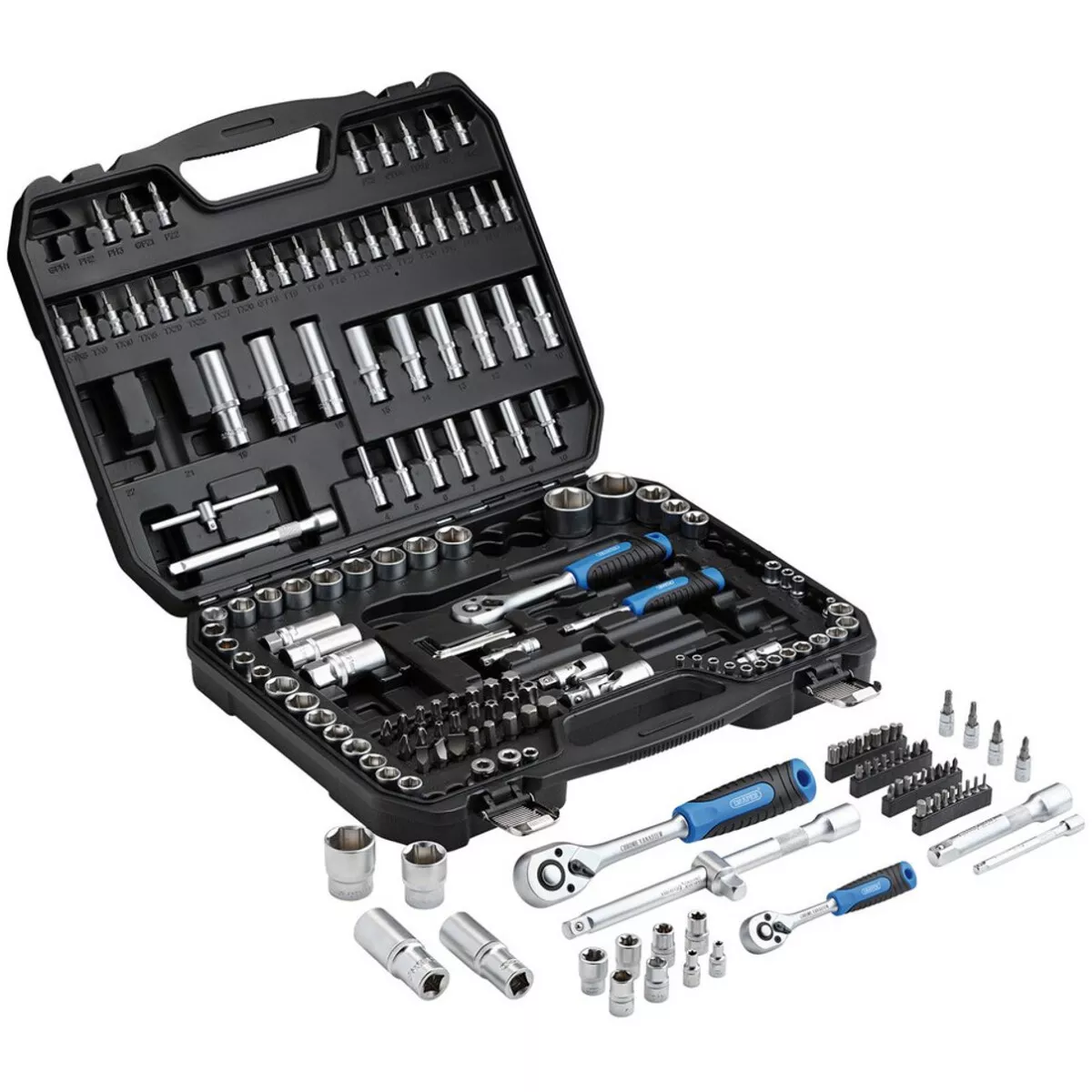 Draper 24231 HI-TORQ® Metric Socket and Bit Set, 1/4", 3/8" and 1/2" Sq. Dr. (188 Piece) 