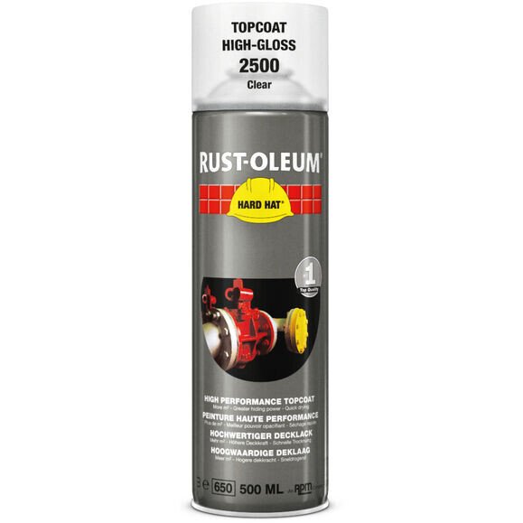Rustoleum Hard Hat 2500 Clear Topcoat Transparent High Gloss 500ml