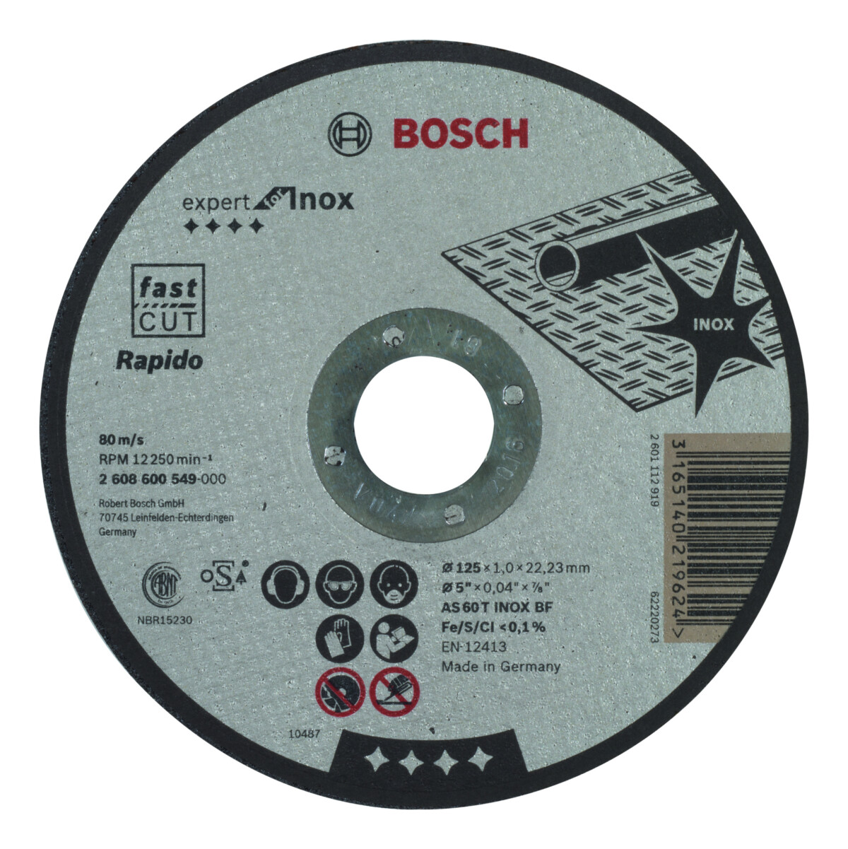 Bosch PRO 2608600549 Cutting discs, straight - INOX. 125x22.2x1mm
