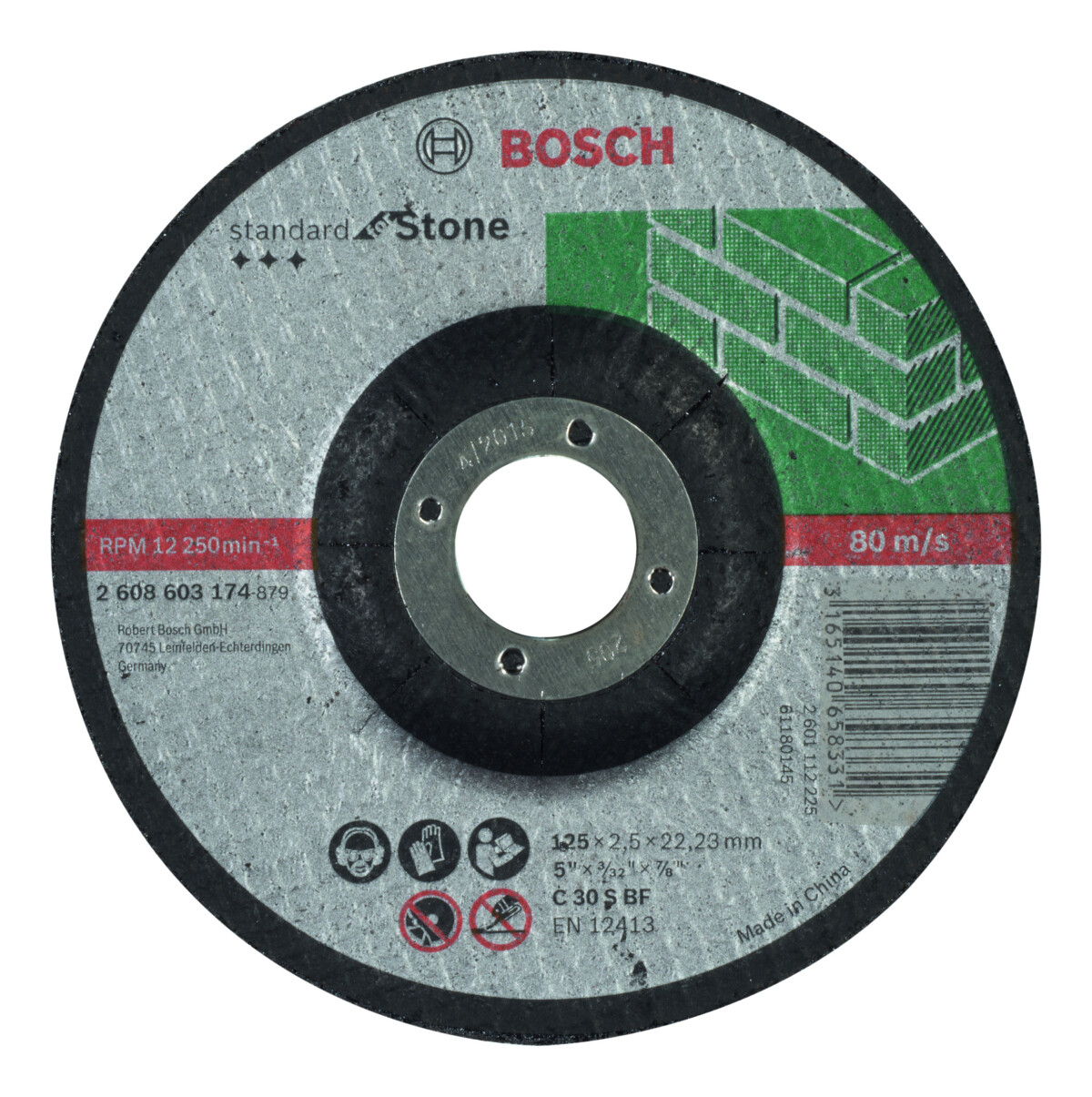Bosch PRO 2608603174 Standard For Stone Cutting Disc With Depressed Centre C 30 S Bf, 125mm, 22,23mm, 2,5mm (25 Packs Of 1)