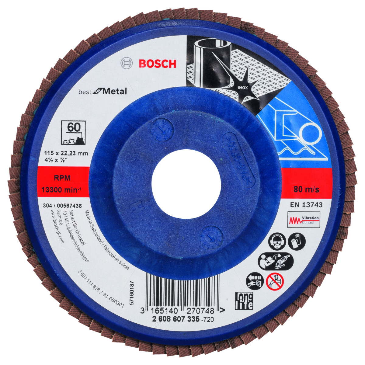 Bosch PRO 2608607335 Highly tear-resistant cotton fabric (type YX). 115mm G60