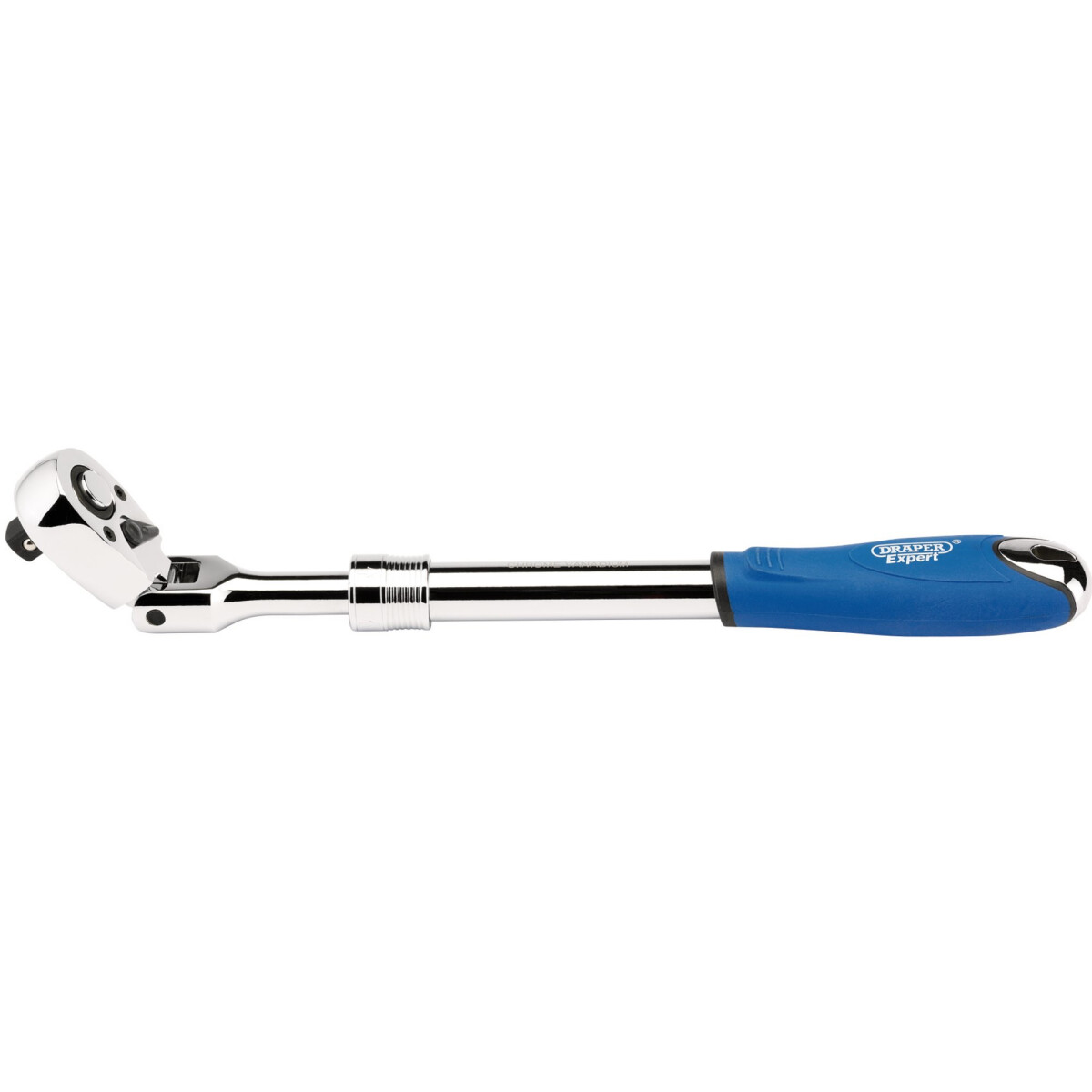 DRAPER 72-Zahn Knarre Flexibler Kopf – 1/2 Zoll, Blau, Mit Umschaltfunktion