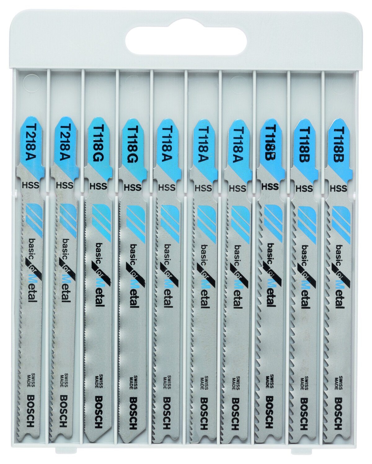 Bosch 2607010631 10-Piece Jigsaw Blade Set Basic For Metal T 218 A (2X); T 118 G (2X); T 118 A (3X); T 118 B (3X) (1 Pack Of 2)