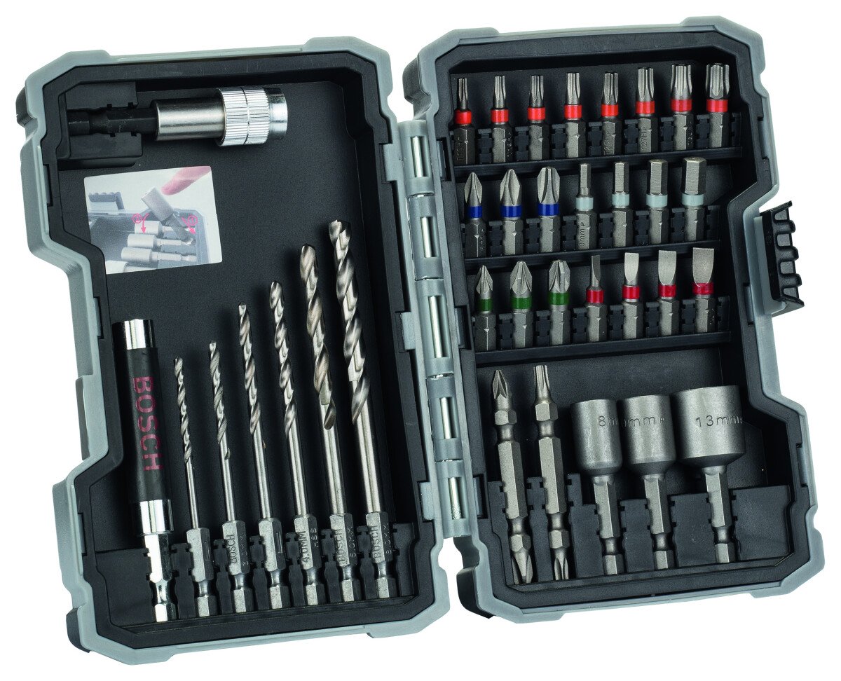 Bosch 2607017328 35-Piece Drill And Screwdriver Bit Set Ph1; Ph2; Ph3; Pz1; Pz2; Pz3; Sl3; Sl4; Sl5; Sl6; H3; H4; H5; H6; T10; T15; T20; T20; T25; T27; T30; T40 (6 Packs Of 35)