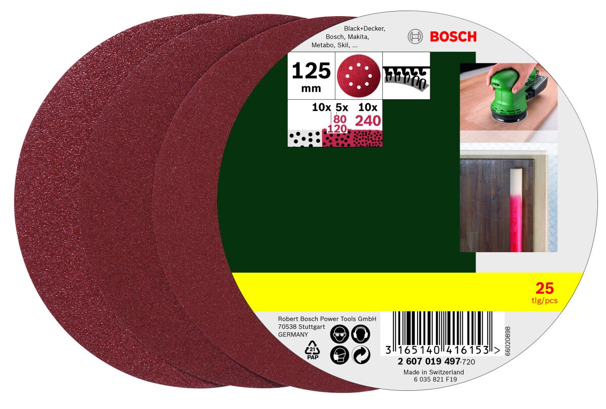 Bosch 2607019497 25 Piece Sanding Sheet Set For Random Orbit
