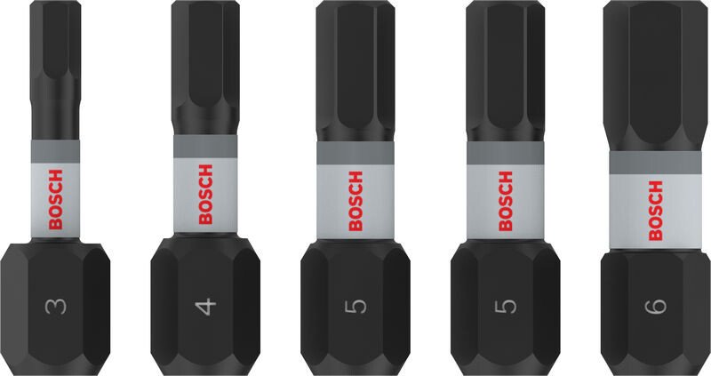 Bosch 2608521U59 PRO H Impact Bits, H3, H4, H5(x2), H6, 25 mm, 5 pcs