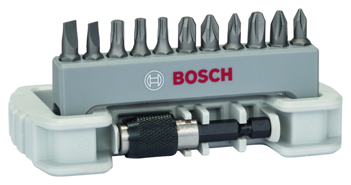 Bosch 2608522130 11-Piece Screwdriver Bit Set Including Bit Holder Ph1; Ph2; Ph3; Pz1; Pz2; Pz3; T15; T20; T25; S0,6X4,5; S0,8X5,5; 25mm (12 Packs Of 12)