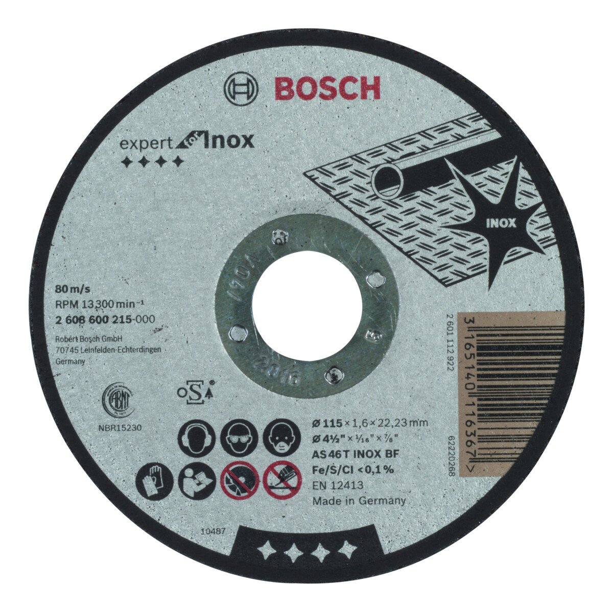 Bosch PRO 2608600215 Cutting discs, straight - INOX. 125x22.2x1.6mm