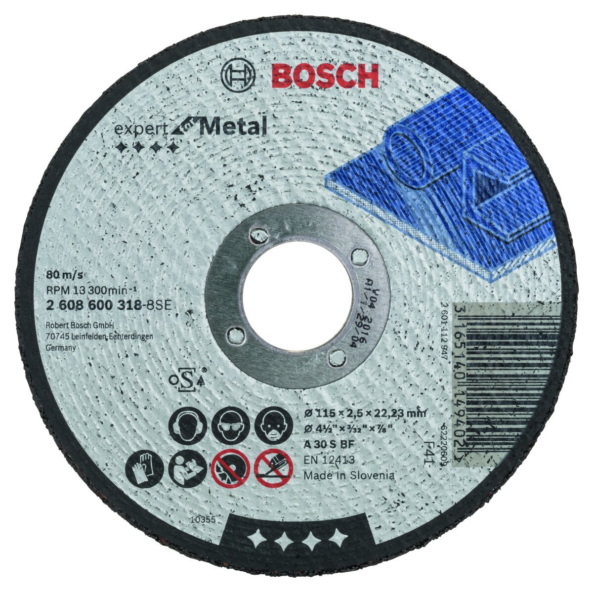 Bosch 2608600318 Metal Cutting discs - flat. 115x22.2x2.5mm