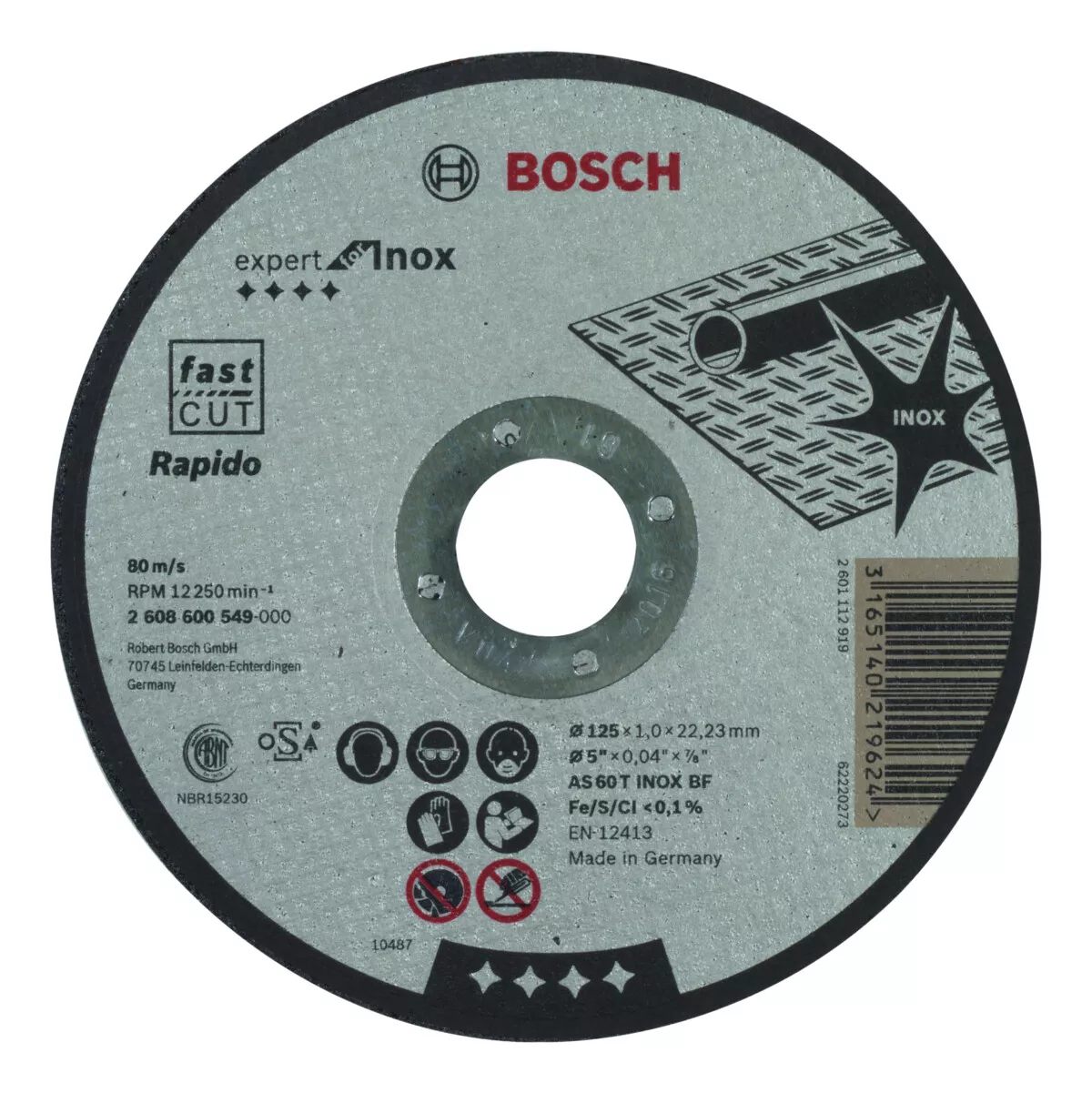 Bosch PRO 2608600549 Cutting discs, straight - INOX. 125x22.2x1mm