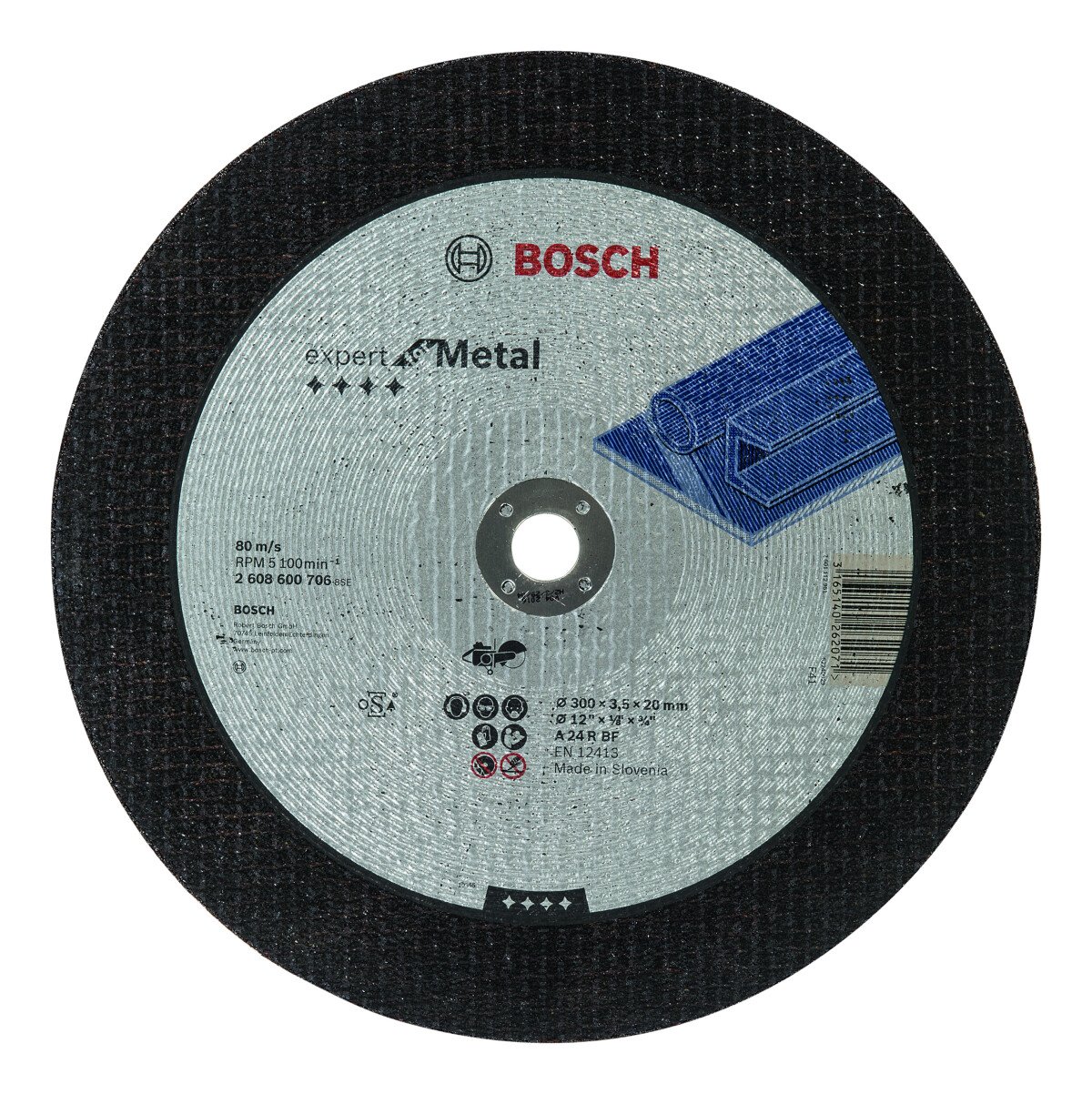 Bosch 2608600706 (Pack of 1) 300mm Metal Cutting discs - flat. 300x3.5x20mm