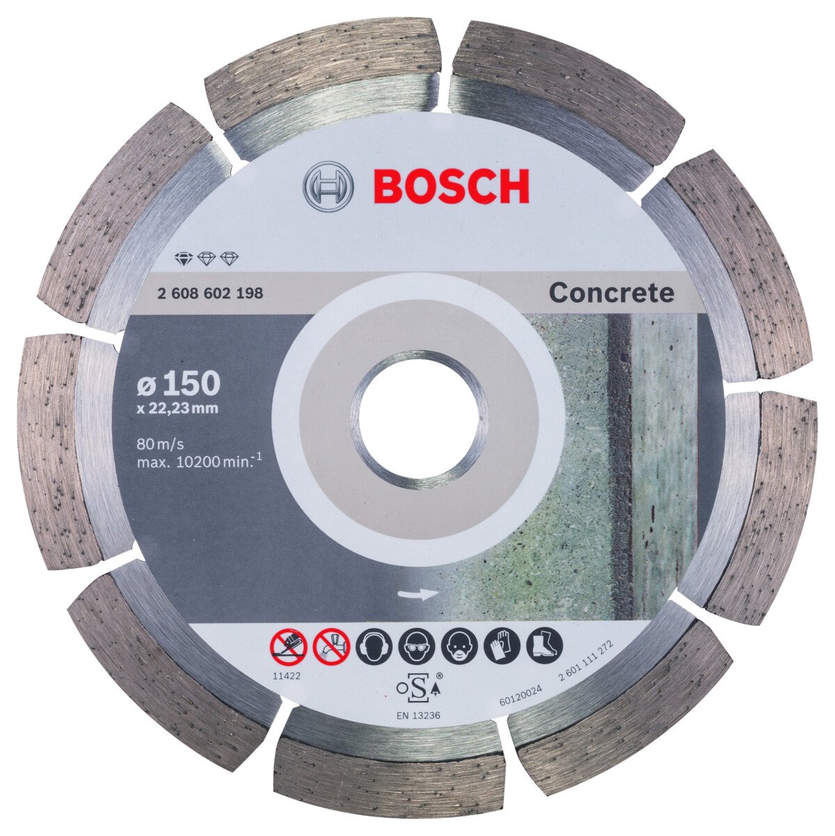 Bosch 2608602198 Standard For Concrete Diamond Cutting Disc 150 X 22,23 X 2 X 10mm (1 Pack Of 1)