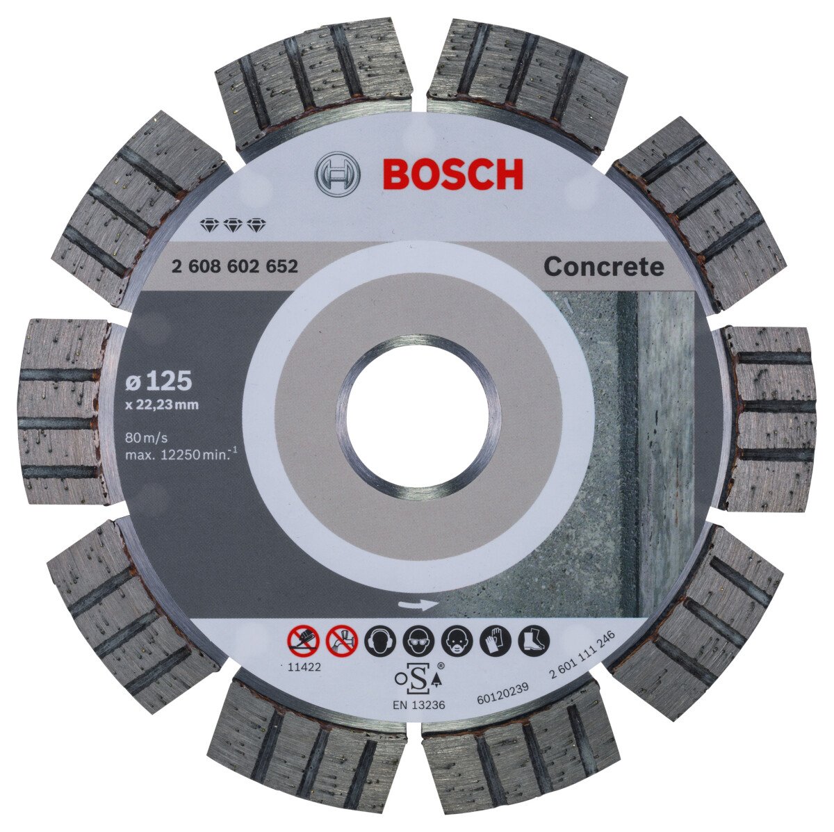 Bosch PRO 2608602652 Diamond Cutting Disc Best For Concrete 125 X 22,23 X 2,2 X 12mm (1 Pack Of 1)