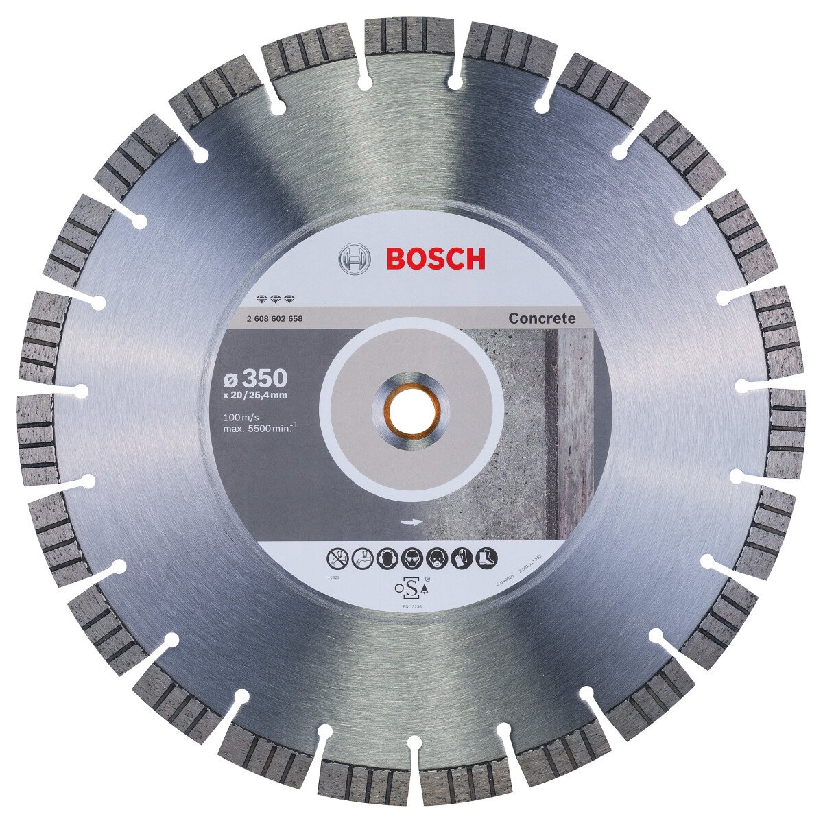 Bosch PRO 2608602658 Diamond Cutting Disc Best For Concrete 350 X 20,00+25,40 X 3,2 X 15mm (1 Pack Of 1)