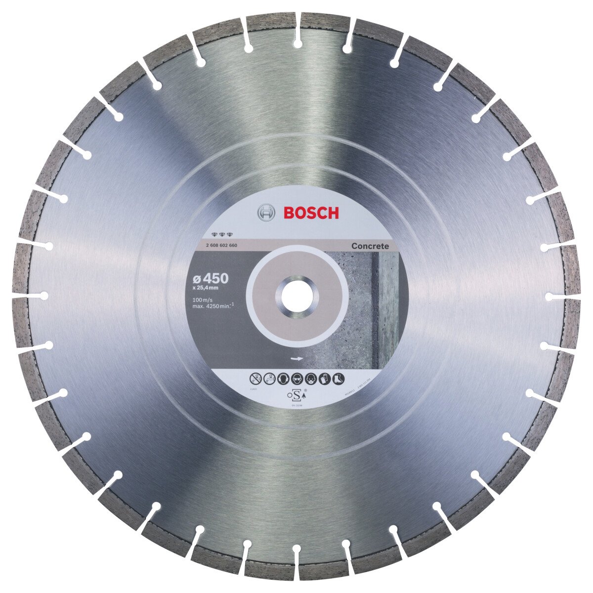 Bosch PRO 2608602660 Diamond Cutting Disc Best For Concrete 450 X 25,40 X 3,6 X 12mm (1 Pack Of 1)