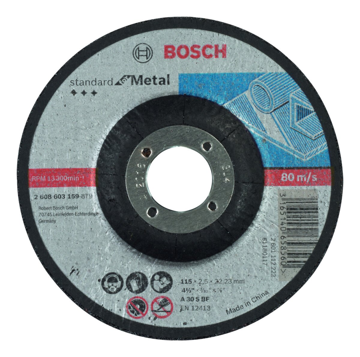 Bosch PRO 2608603159 Standard For Metal Cutting Disc With Depressed Centre A 30 S Bf, 115mm, 22,23mm, 2,5mm (25 Packs Of 1)