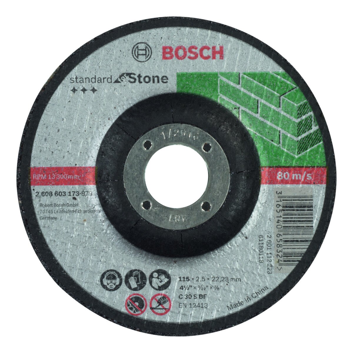 Bosch PRO 2608603173 Standard For Stone Cutting Disc With Depressed Centre C 30 S Bf, 115mm, 22,23mm, 2,5mm (25 Packs Of 1)