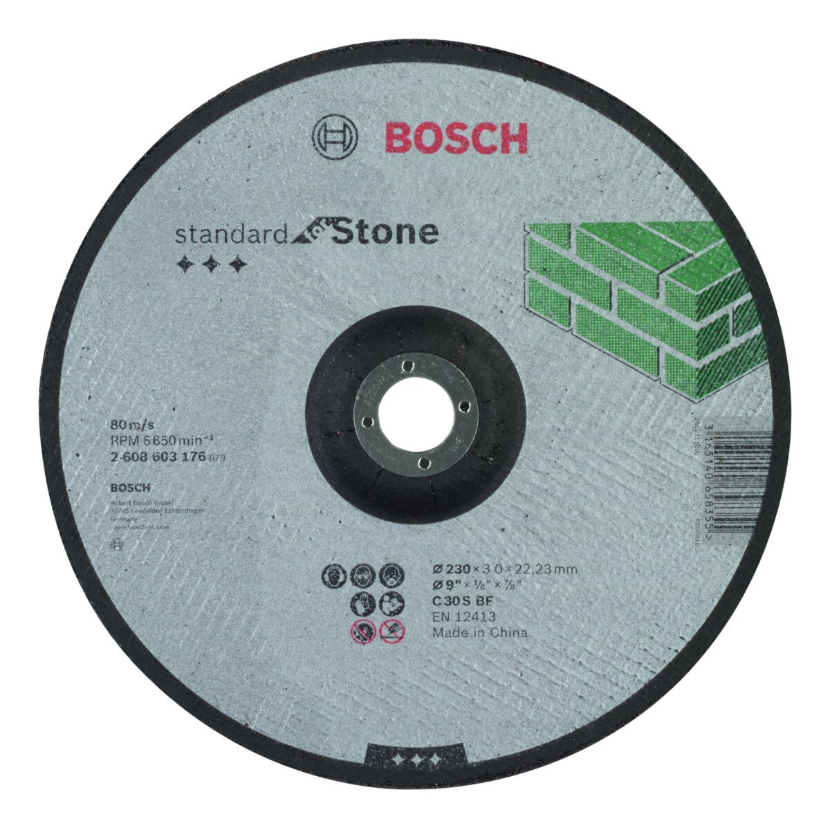 Bosch PRO 2608603176 Standard For Stone Cutting Disc With Depressed Centre C 30 S Bf, 230mm, 22,23mm, 3,0mm (25 Packs Of 1)