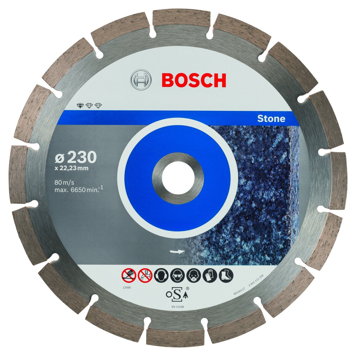 Bosch 2608603238 Standard For Stone Diamond Cutting Disc 230 X 22,23 X 2,3 X 10mm (1 Pack Of 10)