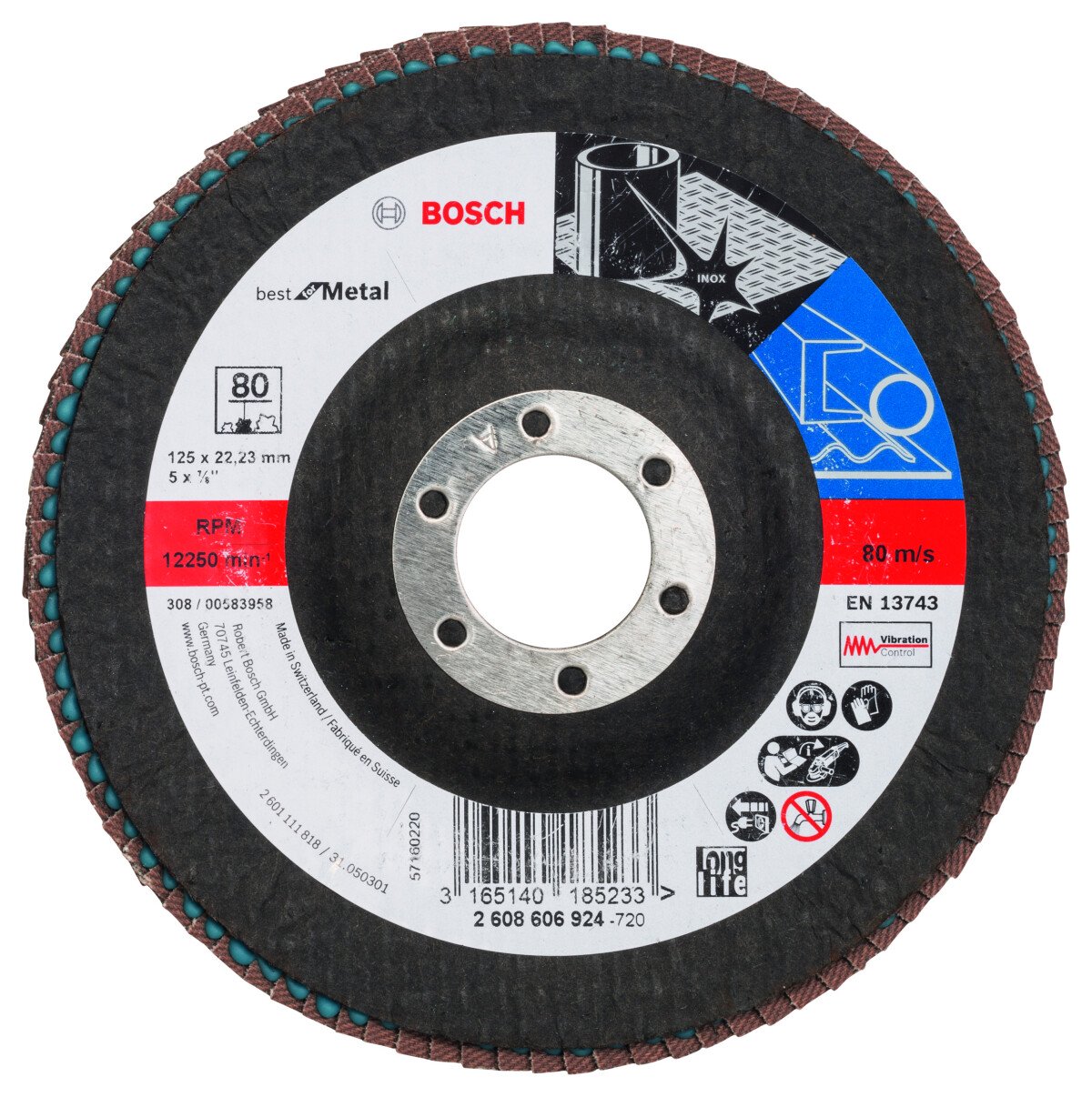 Bosch PRO 2608606924 Flap Sanding discs for Angle Grinders . 125x22 G80