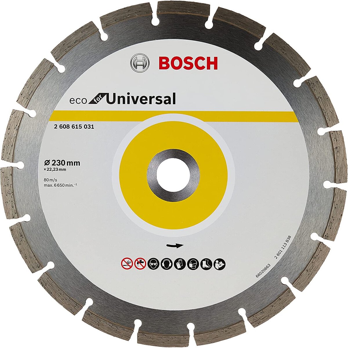 Bosch 2608615031 Diamond Cutting Disc Eco For Universal 230X22.23X2.6X7 (Pack Of 1)