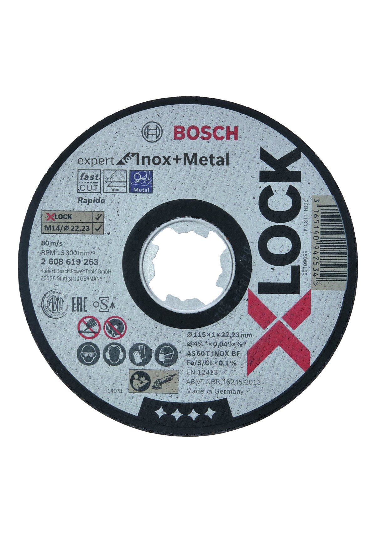 Bosch PRO 2608619263 X-Lock Expert For Inox+Metal 115X1X22.23 Straight Cutting As 60 T Inox Bf, 115mm, 1,0mm (25 Packs Of 1)