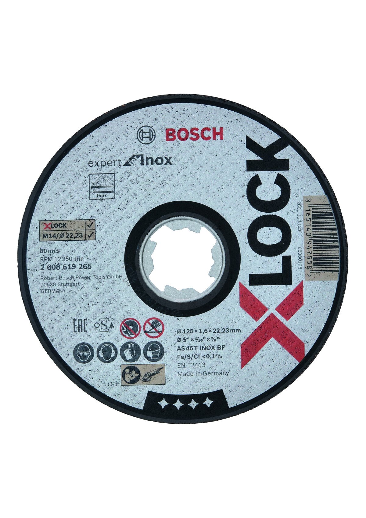 Bosch PRO 2608619265 X-Lock Expert For Inox 125X1.6X22.23 Straight Cutting As 46 T Inox Bf, 125mm, 1,6mm (25 Packs Of 1)