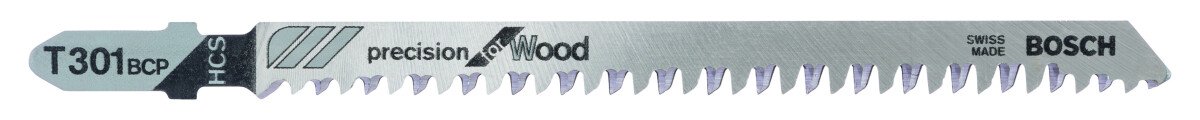 Bosch 2608633A37 (T301BCP) Jigsaw Blade Pack of 5 Precision for Wood T301BCP