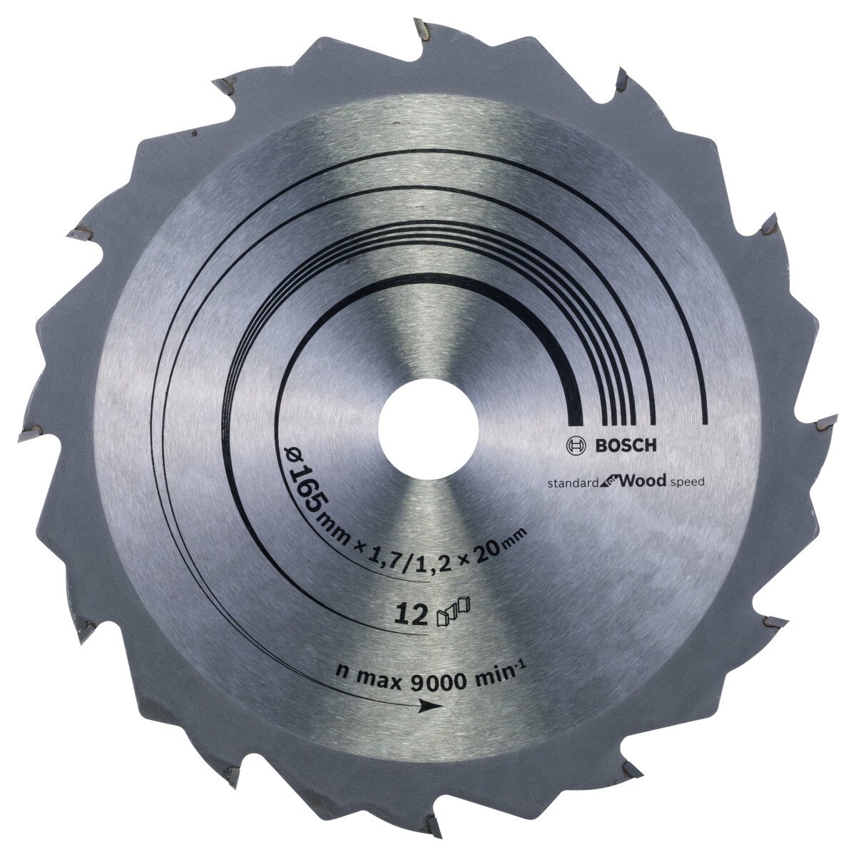 Bosch PRO 2608642600 Circular Saw Blade Speedline Wood 165 X 20/16 X 1,7mm, 12 (1 Pack Of 1)