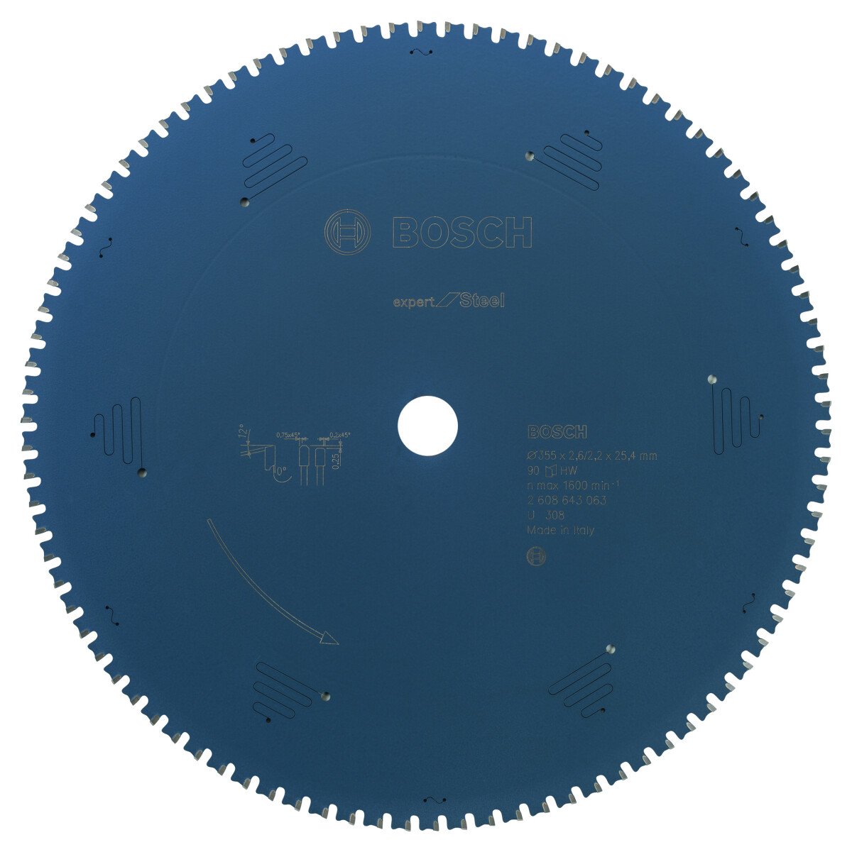 Bosch 2608643063 Circular Saw Blade Expert For Steel 355 X 25,4 X 2,6mm, 90 (1 Pack Of 1)