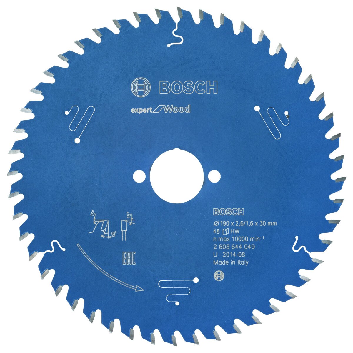 Bosch 2608644049 Circular Saw Blade Expert For Wood 190 X 30 X 2,6mm, 48 (1 Pack Of 1)