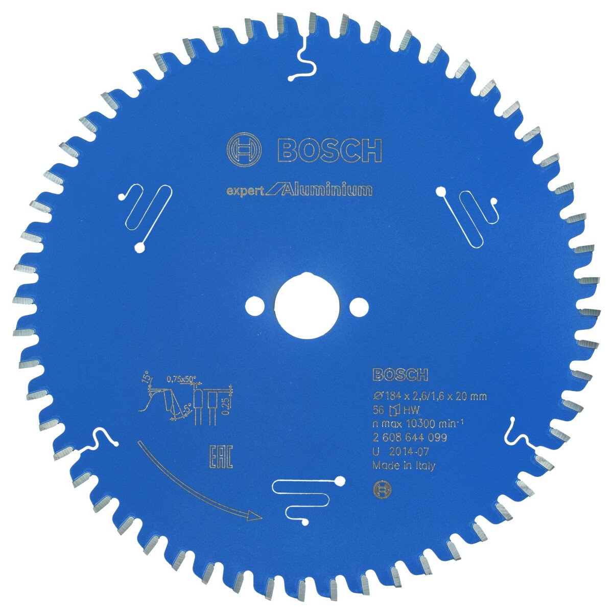 Bosch 2608644099 Circular Saw Blade Expert For Aluminium 184 X 20 X 2,6mm, 56 (1 Pack Of 1)