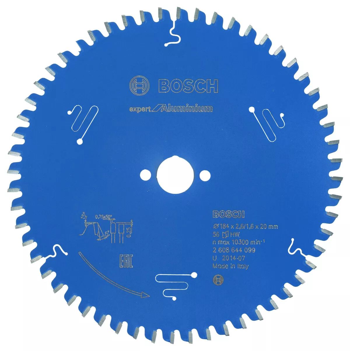 Bosch 2608644099 Circular Saw Blade Expert For Aluminium 184 X 20 X 2,6mm, 56 (1 Pack Of 1)