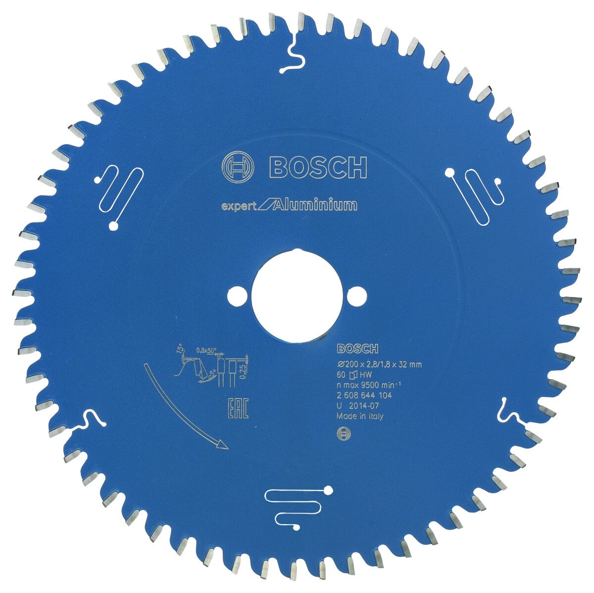 Bosch 2608644104 Circular Saw Blade Expert For Aluminium 200 X 32 X 2,8mm, 60 (1 Pack Of 1)