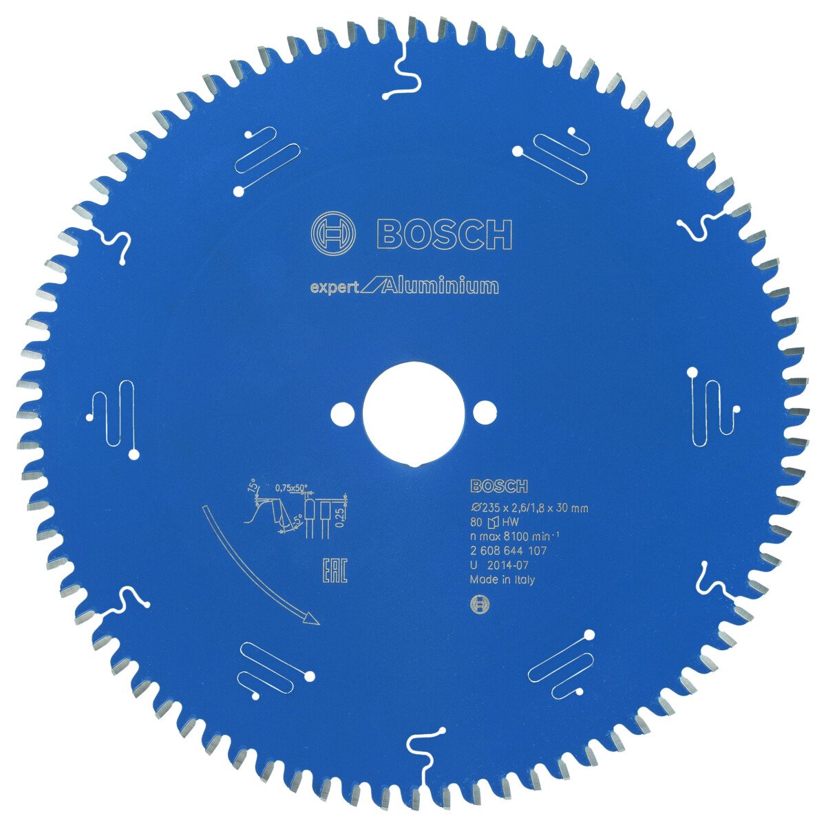 Bosch 2608644107 Circular Saw Blade Expert For Aluminium 235 X 30 X 2,6mm, 80 (1 Pack Of 1)